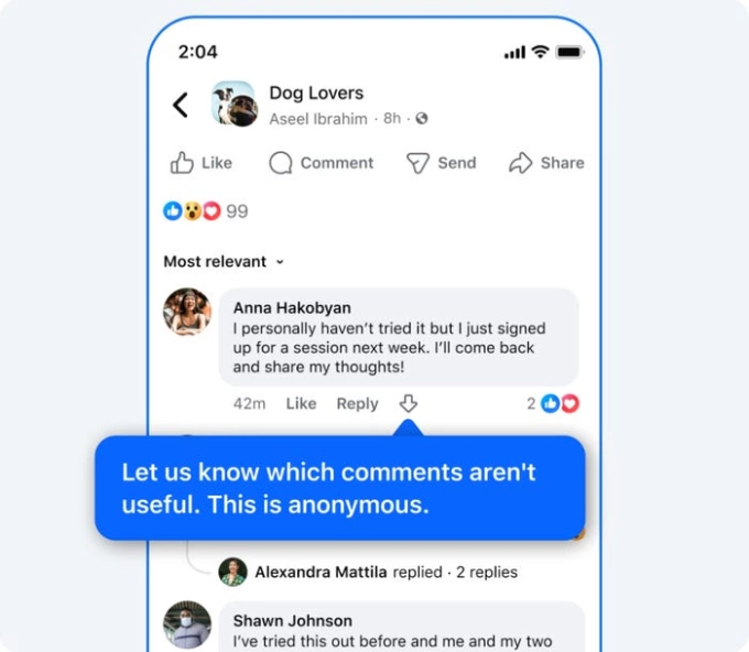 Facebook thử nghiệm nút 'hạ cấp' bình luận